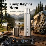 Npo NT01 1.5l Çift Katmanlı Vakum Teknolojili 24H Sıcak 48H Soğuk 72H Buzlu Koruma Çelik Termos - 1 lt - Çok Renkli