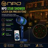 NPO SH01 Star Shower Kırmızı Yeşil Lazer Işık Projektörü Kumandalı Bahçe Duvar Yıldız Efekti
