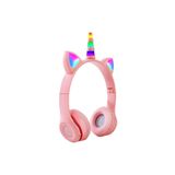 NPS - Unicorn Şeklnde Işıklı Bluetooth Kulaklık - Pembe