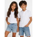 NR Nar Rengi Çocuk Beyaz Polo Yaka Okul Tişörtü %100 Pamuk Basic Rahat Kalıp - 6 Yaş