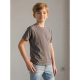 NR Nar Rengi Erkek Çocuk Beyaz Kısa Kollu Bisiklet Yaka Esnek Basic Tişört - Günlük Kullanım - Füme - 10 - 11 Yaş