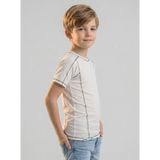 NR Nar Rengi Erkek Çocuk Beyaz Kısa Kollu Bisiklet Yaka Esnek Basic Tişört - Günlük Kullanım - Krem - 10 - 11 Yaş