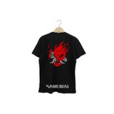 nrage Erkek Siyah Cyberpunk Samurai Sırt Baskılı Tişört 2077 CPSS1971210ST