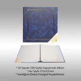 NRCN 50 Yaprak [100 SAYFA]-31x32 cm Manyetik Yapışkanlı Ciltbezli Fotoğraf Albümü Lacivert