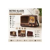 NS-3381BT Mini Nostaljik Radyo Hafıza Kartı ve USB Girişli Mp3 Müzik Çalar Kablosuz Hoparlör Fm Radio