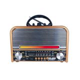 NS-6678 Retro, Nostaljik, Ahşap LED Işıklı Müzik Seti FM Radyo USB MP3 Player Bluetooth Hoparlör Tasarım