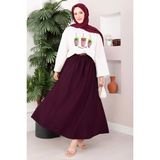 Ns Coffee Baskılı Salaş Bluz - Tunik Ekru - L - XL
