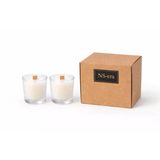 NS-era Lavanta Kokulu Mum Seti, Ahşap Fitil, 2’li Cam Bardak Mum, 40 ml, Dekoratif & Hediyelik