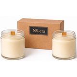 NS-era Paçuli Bergamot Tarçın Kokulu Dekoratif Ahşap Fitil 200 ml Kutulu Hediyelik 2'li Set Kavanoz Mum