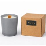 NS-era Paçuli Rosemary Kokulu Mum 280 ml - Ahşap Fitil, Gri Buzlu Cam Bardak, Uzun Yanma Süresi, Hediye Kutulu