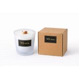 NS-era Paçuli Sandal Ağacı Bergamot Kokulu Doğal Soya Mumu Dekoratif Zigzag Ahşap Fitil 230 ml Kutulu Hediyelik Buzlu Bardak Mum