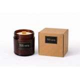NS-era Paçuli Vanilya Bergamot Tarçın Kokulu Dekoratif Ahşap Fitil 200 ml Kutulu Hediyelik Kavanoz Mum