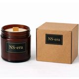 NS-era Paçuli Vanilya Bergamot Tarçın Kokulu Dekoratif Ahşap Fitil 200 ml Kutulu Hediyelik Kavanoz Mum