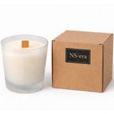 NS-era Paçuli Vanilya Bergamot Tarçın Kokulu Mum 230 ml - Ahşap Fitil, Buzlu Cam Bardak, Uzun Yanma Süresi, Hediye Kutulu