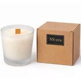 NS-era Paçuli Vanilya Bergamot Tarçın Kokulu Mum 230 ml - Ahşap Fitil, Buzlu Cam Bardak, Uzun Yanma Süresi, Hediye Kutulu