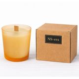 NS-era Sandal Ağacı Kokulu Mum 280 ml - Ahşap Fitil, Turuncu Buzlu Cam Bardak, Uzun Yanma Süresi, Hediye Kutulu