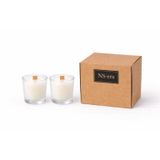 NS-era Vanilya Kokulu Mum Seti, Ahşap Fitil, 2’li Cam Bardak Mum, 40 ml, Dekoratif & Hediyelik