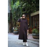 NS Moda Kadın Boğazlı Tunik Pantolon Takım Kahverengi Model- 487