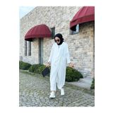 NS Moda Tesettür Çapraz Kanguru Tunik Beyaz Model- 417