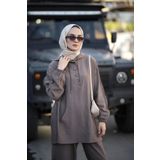 NS Moda Tesettür Maya Takım Kahverengi Model- 534
