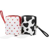NS Reliable 2'li Kadın Çanta Içi Hijyenik Ped Saklama Koruma Çantası Düzenleyici Organizer Inek KALP-10X14X3 cm - Beyaz - Pembe