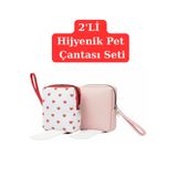 NS reliable 2'li Kadın Hijyenik Ped Saklama Çantası - Pembe ve Kalpli Ped Düzenleyici Organizer - 10x14x3 cm