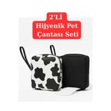 NS reliable 2'li Kadın Hijyenik Ped Saklama Çantası - Siyah ve İnek Desen Ped Düzenleyici Organizer - 10x14x3 cm