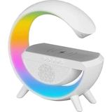 Ns Store G Bluetooth Hoparlör 15W Kablosuz Hızlı Şarj / Alarm / Çalar Saat / Gece Lambası / Ambiyans LED Işık - Beyaz
