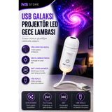 NS Store USB Galaksi Projektör Gece Lambası, 360° Ayarlanabilir LED Ambiyans Işığı, 10 Film Diski ile