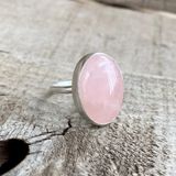 NSA SILVER Pembe Kuvars Taşlı Gümüş Yüzük 925 Ayar