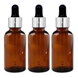 nsb herbals 30 ml Amber Yuvarlak Boş Cam Şişe/Cam Damlalık/Gümüş Renk Halkası/Siyah Silikon Teat, Doldurulabilir, Uçucu Yağlar, Karışımlar, Kendin Yap Parfümleri için Yeniden Kullanılabilir (3'lü