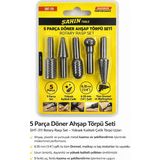NSE Şahin Tools SHT-311 5 Parça Döner Ahşap Törpü Seti – 6.35 mm (1/4") Şaftlı Rotary Rasp Set (Dremel Uyumlu)