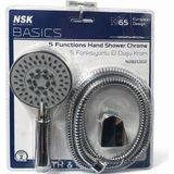 Nsk 5 Fonksiyonlu El Duşu Seti Krom – Spiral Duş Hortumu 1.5 Metre – Duş Başlığı ve Askı Aparatı – Banyo Duş Seti