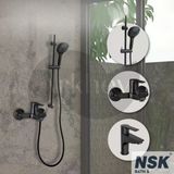 Nsk Alamera Lavabo + Banyo Bataryası Ve Calma Square Sürgülü Duş Takımı Seti - Mat Siyah N5002029