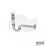 Nsk Click-Clack Süzgeç Mekanizmalı "U" Borulu Lavabo Sifon Takımı - Krom / Metal / Taşma Delikli Lavabo Uyumlu Arkhev0006