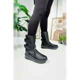 Nstil Alves Unisex Kadın - Erkek - Çocuk Kar Botu İçi Kürklü Cırt Cırtlı Kaymaz Taban Ayakkabı 802 Siyah