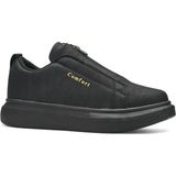 Nstil Günlük Erkek Casual Lastikli Kalın Yüksek Topuklu Desenli Taban Oval Burun Sneaker Spor Ayakkabı 111 - Siyah - Siyah