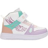 Nstil Günlük Erkek Kız Çocuk Sneaker Cırtlı Lastikli Bağcık Kaymaz Taban Bilekli Basket Spor Ayakkabı A-38 - Beyaz - Lila - Yeşil