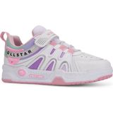 Nstil Günlük Erkek Kız Çocuk Sneaker Rugan Lastik Bağcıklı Cırtlı Oval Burunlu Spor Ayakkabı 020 - Beyaz - Pembe