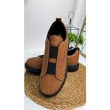 Nstil Günlük Erkek Sneaker Casual Kalın Yüksek Queen Taban Oval Burun Bant Detaylı Spor Ayakkabı 109 - Taba - Siyah