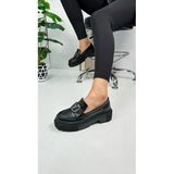 Nstil Günlük Kadın Loafer Klasik Kalın Tabanlı Zincirli Oval Burunlu Makosen Ayakkabı 400-420-430-440