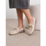 Nstil Günlük Kadın Loafer Makosen Klasik Alçak Topuk Desenli Taban Zincirli Oval Burun Ayakkabı 150