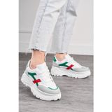 Nstil Günlük Kadın Sneaker Kalın Yüksek Taban Bağcıklı Rahat Tiger Şeritli Spor Ayakkabı 032