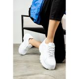Nstil Günlük Kadın Spor Ayakkabı Yüksek Kalın Taban 6 Cm Suni Deri Sneaker 001 Beyaz - Rugan