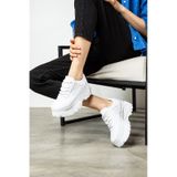 Nstil Günlük Kadın Spor Ayakkabı Yüksek Kalın Taban 6 Cm Suni Deri Sneaker 001 Beyaz