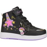 Nstil Günlük Kız Çocuk Sneaker Lastik Bağcıklı Cırtlı Bilekli Rahat Hafif Basketbol Spor Ayakkabı 3260 - Siyah - Lila