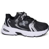 Nstil Günlük Unisex Çocuk Spor Ayakkabı Cırtlı Lastik Bağcık Desenli Rahat Hafif Taban Sneaker 180C - Siyah