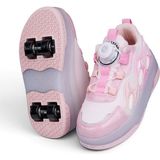 Nstil Unisex Çocuk Spor Ayakkabı Akıllı Bağcıklı Çıkarılabilen Patenli Işıklı Rahat Sneaker 030 - Pembe