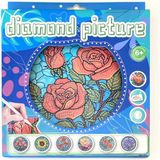 NT Boncuklu Taşlı Yuvarlak Pano Tüm Yaşlar Için Mozaik Elmas Goblen Diamond 20 x 20 cm Gül Desenli - Standart - 001-Renkli