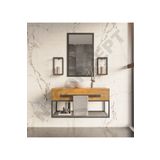 Nt Concept Ntconcept Artes Ayna Çerçeveli Masif Ahşap Lavabo Dolabı Hilton(90Cm)